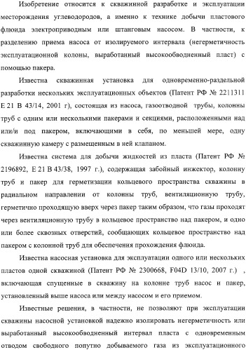 Скважинная пакерная установка с насосом (варианты) (патент 2331758)