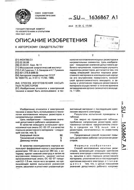 Способ изготовления насыпных резисторов (патент 1636867)