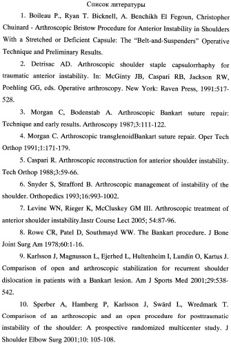 Способ артроскопической теномиопластики переднего отдела капсулы плечевого сустава для лечения его рецидивирующей нестабильности (патент 2489111)