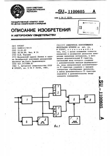 Измеритель повторяющихся интервалов времени (патент 1100605)