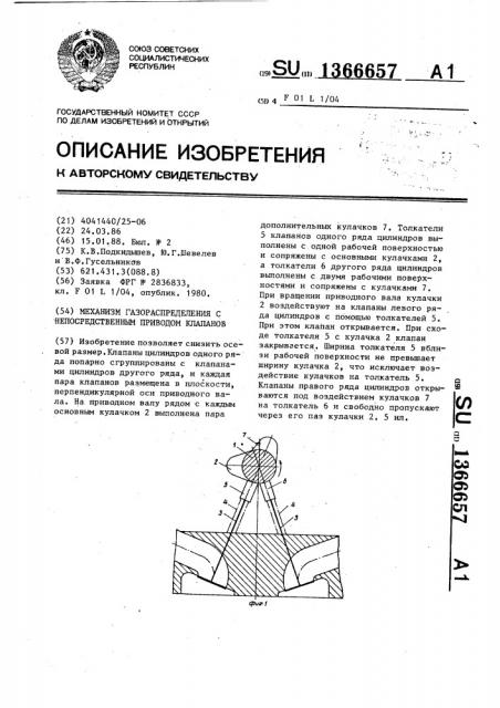 Механизм газораспределения с непосредственным приводом клапанов (патент 1366657)