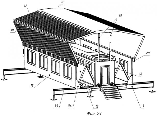 Способ трансформирования быстровозводимого сборно-разборного модульного здания и мобильный дом-трансформер (патент 2453663)
