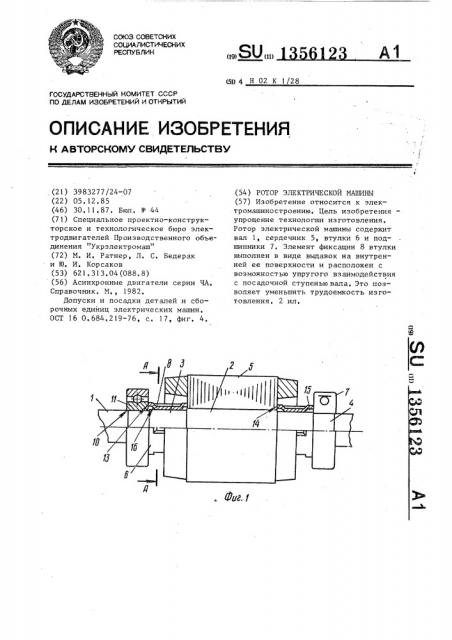 Ротор электрической машины (патент 1356123)