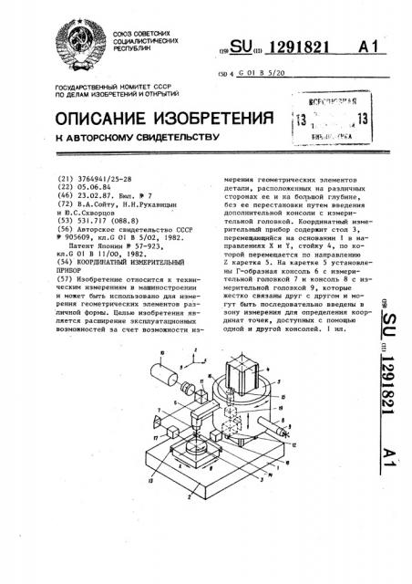 Координатный измерительный прибор (патент 1291821)