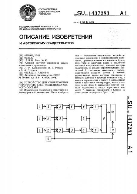 Устройство для обнаружения перегретых букс железнодорожного состава (патент 1437283)