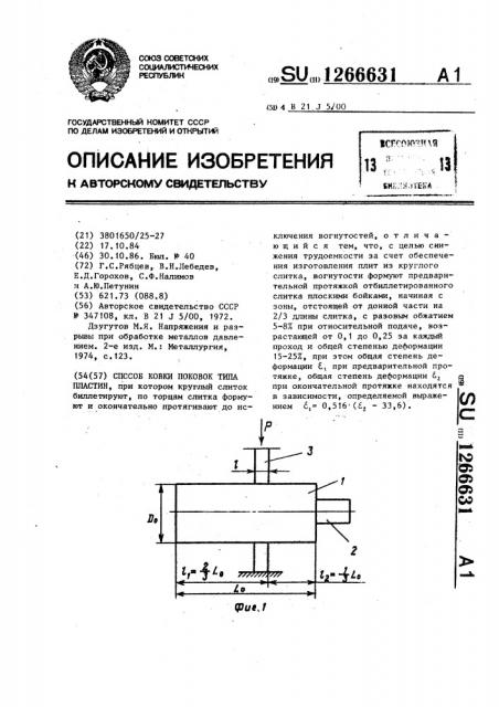 Способ ковки поковок типа пластин (патент 1266631)