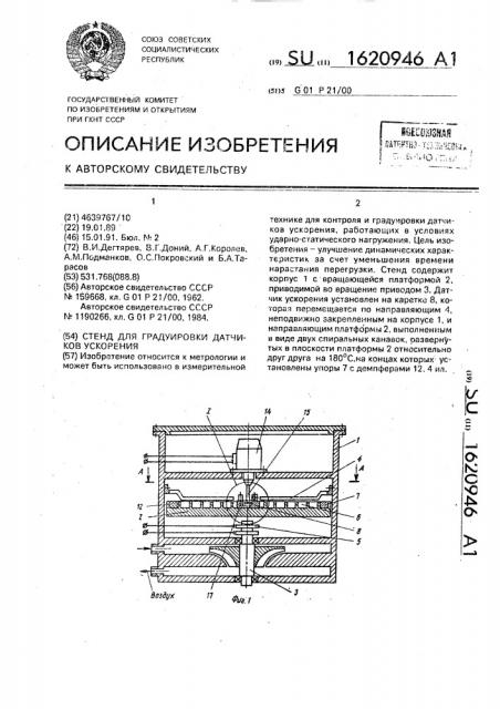 Стенд для градуировки датчиков ускорения (патент 1620946)