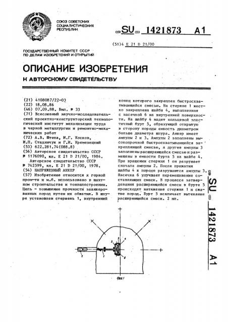 Напряженный анкер (патент 1421873)