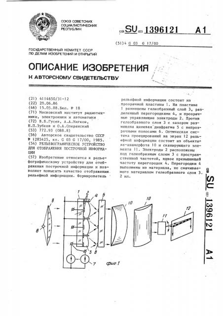 Рельефографическое устройство для отображения построчной информации (патент 1396121)