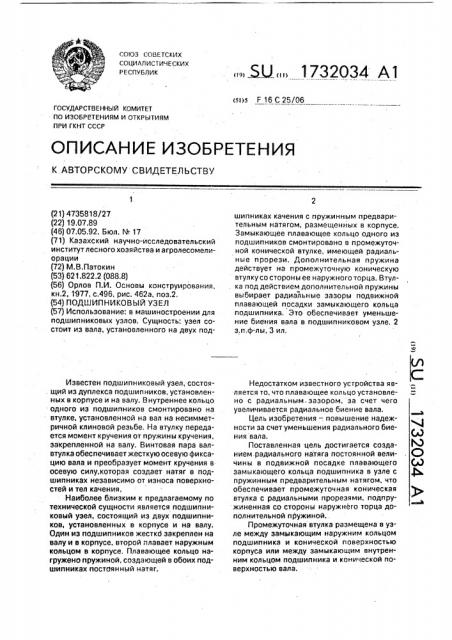 Подшипниковый узел (патент 1732034)