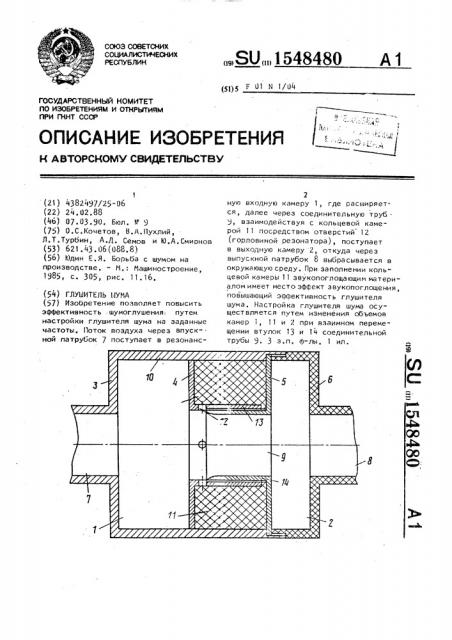 Глушитель шума (патент 1548480)