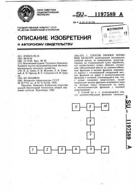 Способ уборки зерновых культур (патент 1197589)