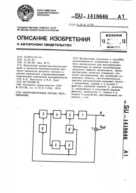 Автоколебательная система регулирования (патент 1418646)