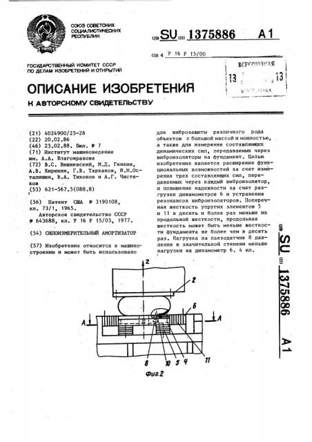 Силоизмерительный амортизатор (патент 1375886)