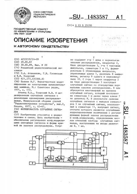 Формирователь случайных сигналов (патент 1483587)