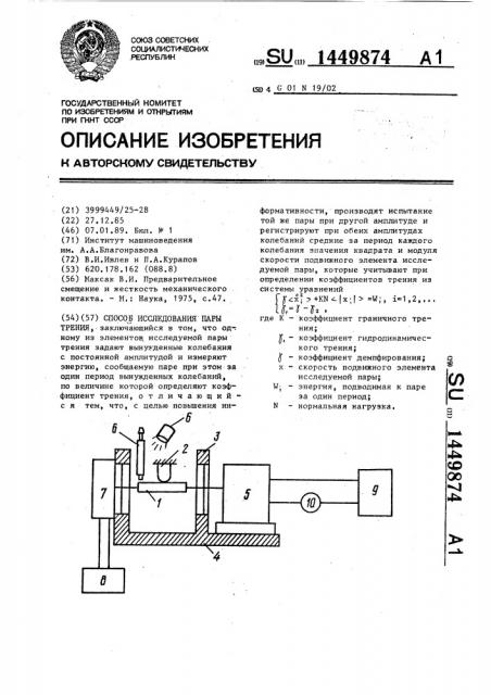 Способ исследований пары трения (патент 1449874)