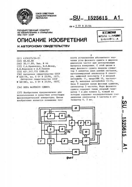 Мера фазового сдвига (патент 1525615)