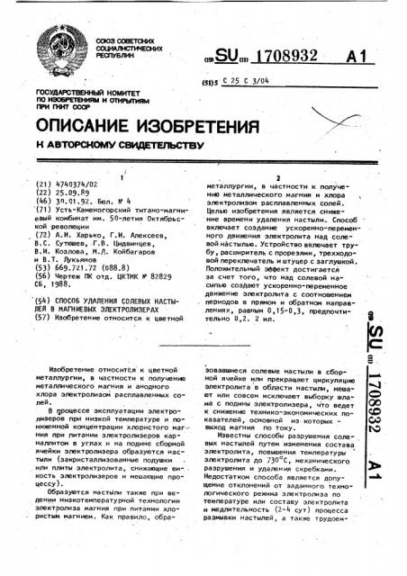 Способ удаления солевых настылей в магниевых электролизерах (патент 1708932)