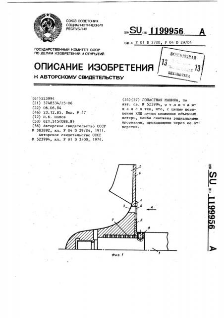 Лопастная машина (патент 1199956)