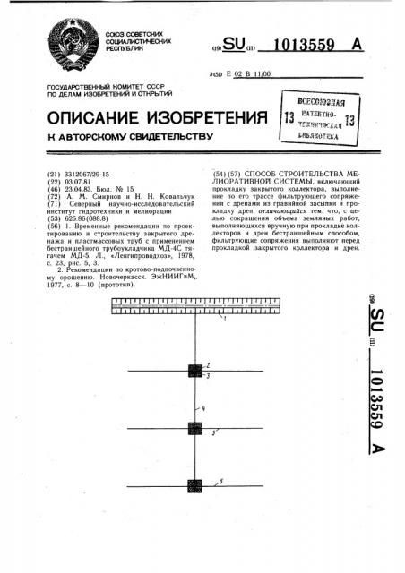 Способ строительства мелиоративной системы (патент 1013559)