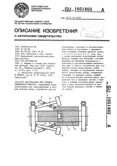 Нагружатель для стендов замкнутого контура (патент 1051403)