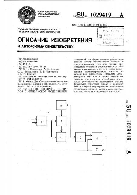 Способ контроля сигналов с импульсной модуляцией (патент 1029419)