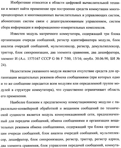 Коммутационный модуль с параллельно-конвейерной обработкой и вещанием сообщений (патент 2360283)