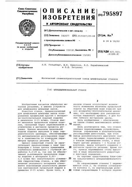 Шлицешлифоавльный станок (патент 795897)