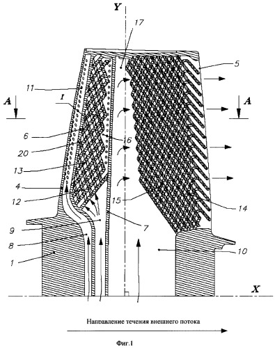 Охлаждаемая рабочая лопатка турбины газотурбинного двигателя (патент 2374458)