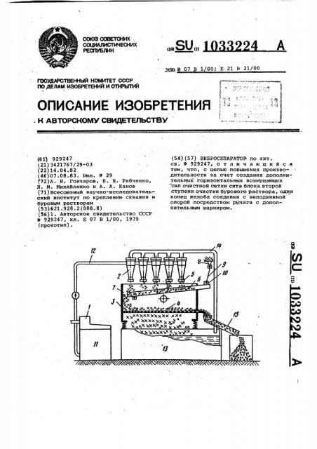 Вибросепаратор (патент 1033224)