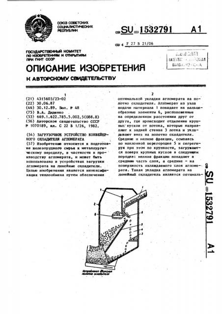 Загрузочное устройство конвейерного охладителя агломерата (патент 1532791)