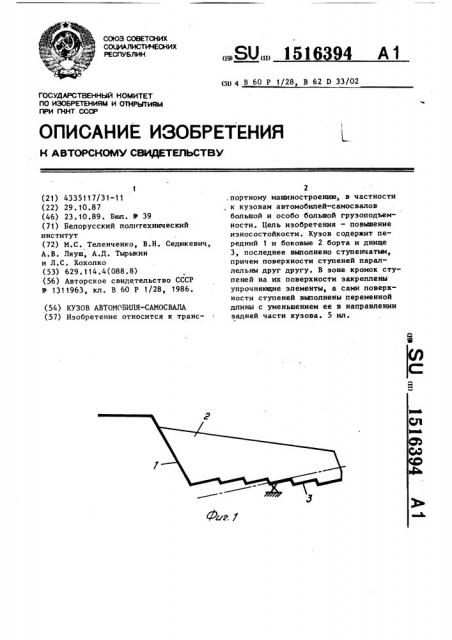 Кузов автомобиля-самосвала (патент 1516394)