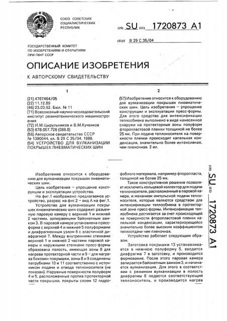 Устройство для вулканизации покрышек пневматических шин (патент 1720873)