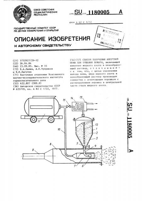 Способ получения инертной пены для тушения пожара (патент 1180005)