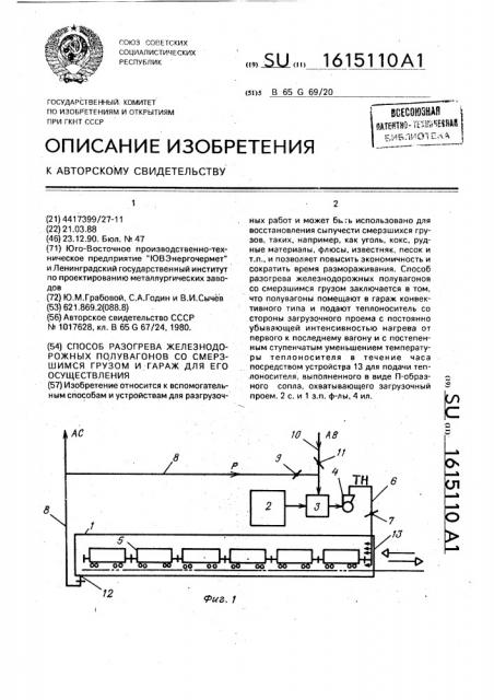 Способ разогрева железнодорожных полувагонов со смерзшимся грузом и гараж для его осуществления (патент 1615110)