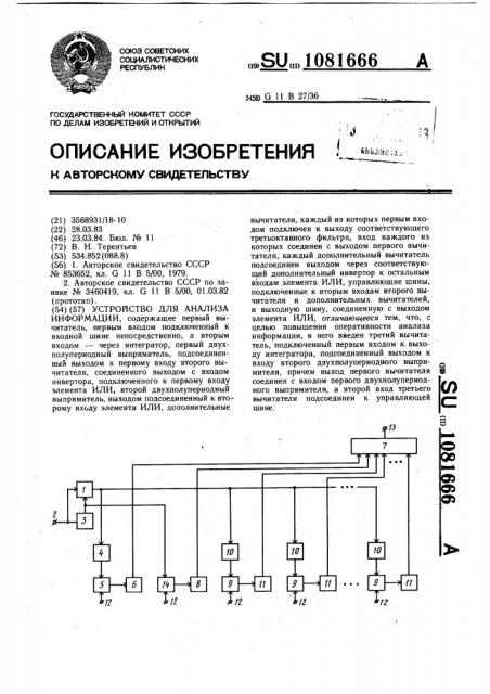 Устройство для анализа информации (патент 1081666)