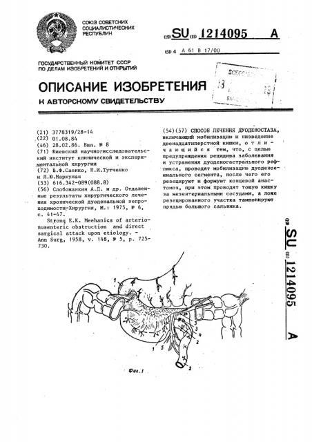 Способ лечения дуоденостаза (патент 1214095)