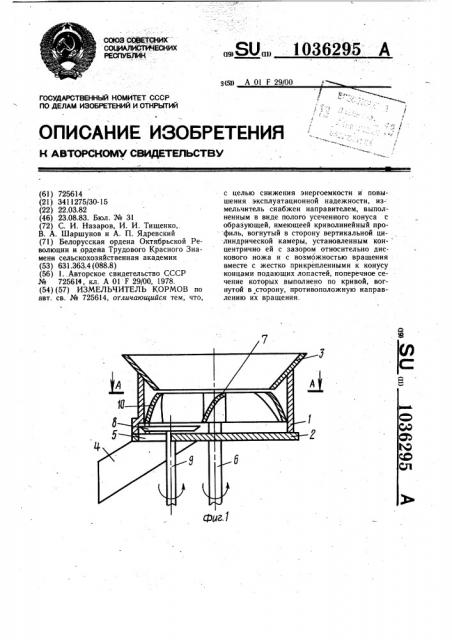 Измельчитель кормов (патент 1036295)