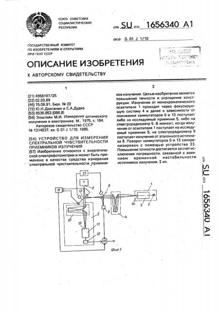 Устройство для измерения спектральной чувствительности приемников излучения (патент 1656340)