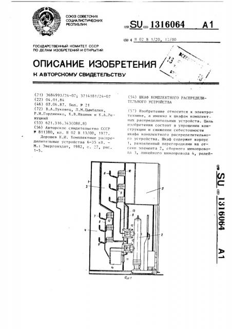 Шкаф комплектного распределительного устройства (патент 1316064)