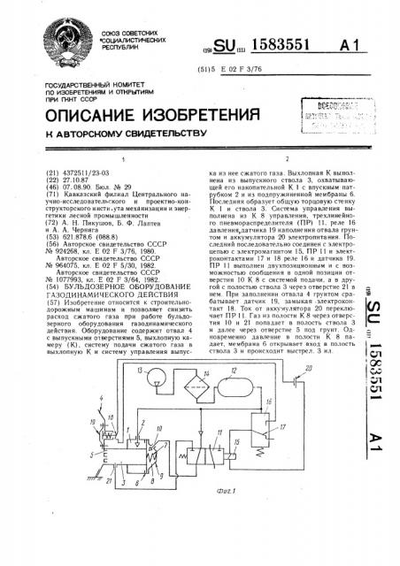 Бульдозерное оборудование газодинамического действия (патент 1583551)