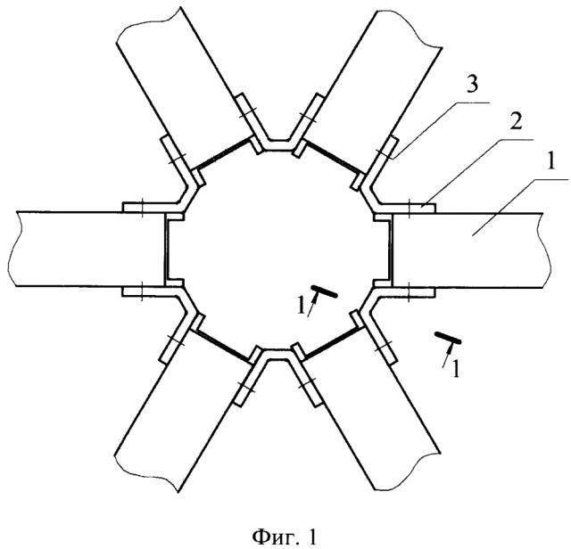 Узловое соединение стержней п-образного сечения пространственной конструкции (патент 2645319)