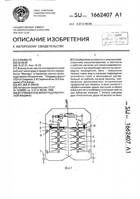 Встряхиватель виноградоуборочной машины (патент 1662407)