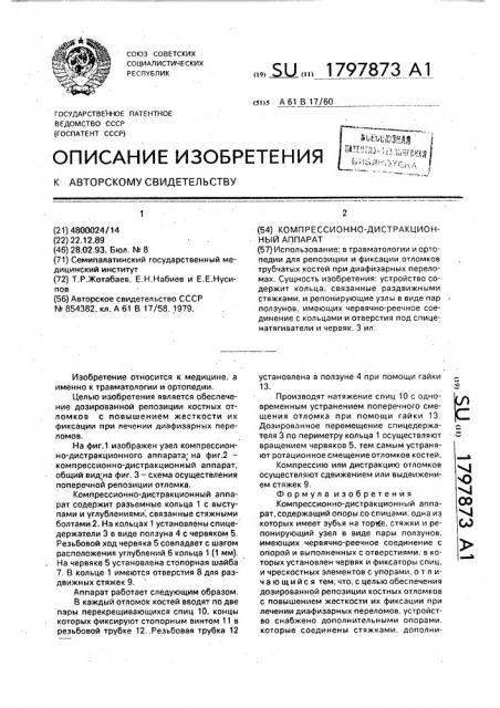 Компрессионно-дистракционный аппарат (патент 1797873)
