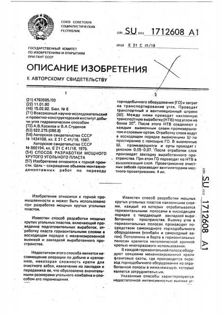 Способ разработки мощного крутого угольного пласта (патент 1712608)