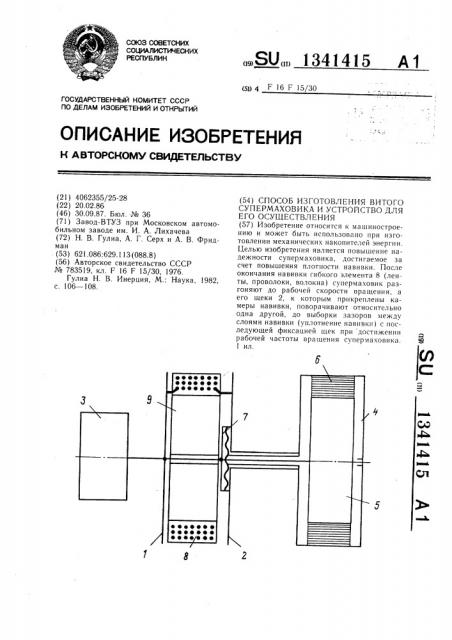 Способ изготовления витого супермаховика и устройство для его осуществления (патент 1341415)