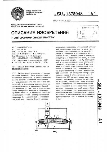 Способ контроля отклонения от прямолинейности (патент 1375948)