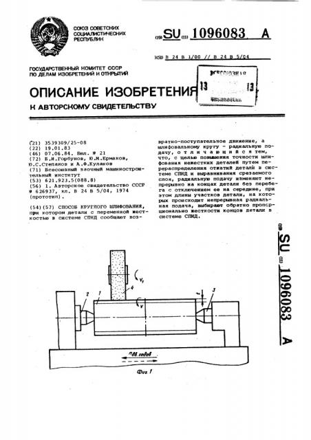 Способ круглого шлифования (патент 1096083)