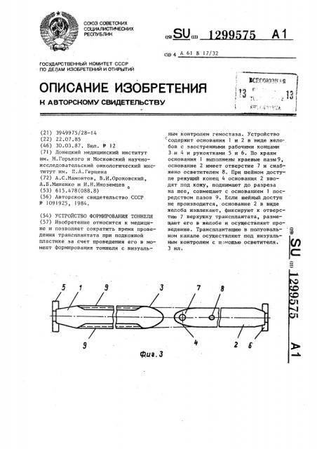 Устройство формирования тоннеля (патент 1299575)