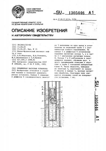 Скважинная насосная установка (патент 1305446)